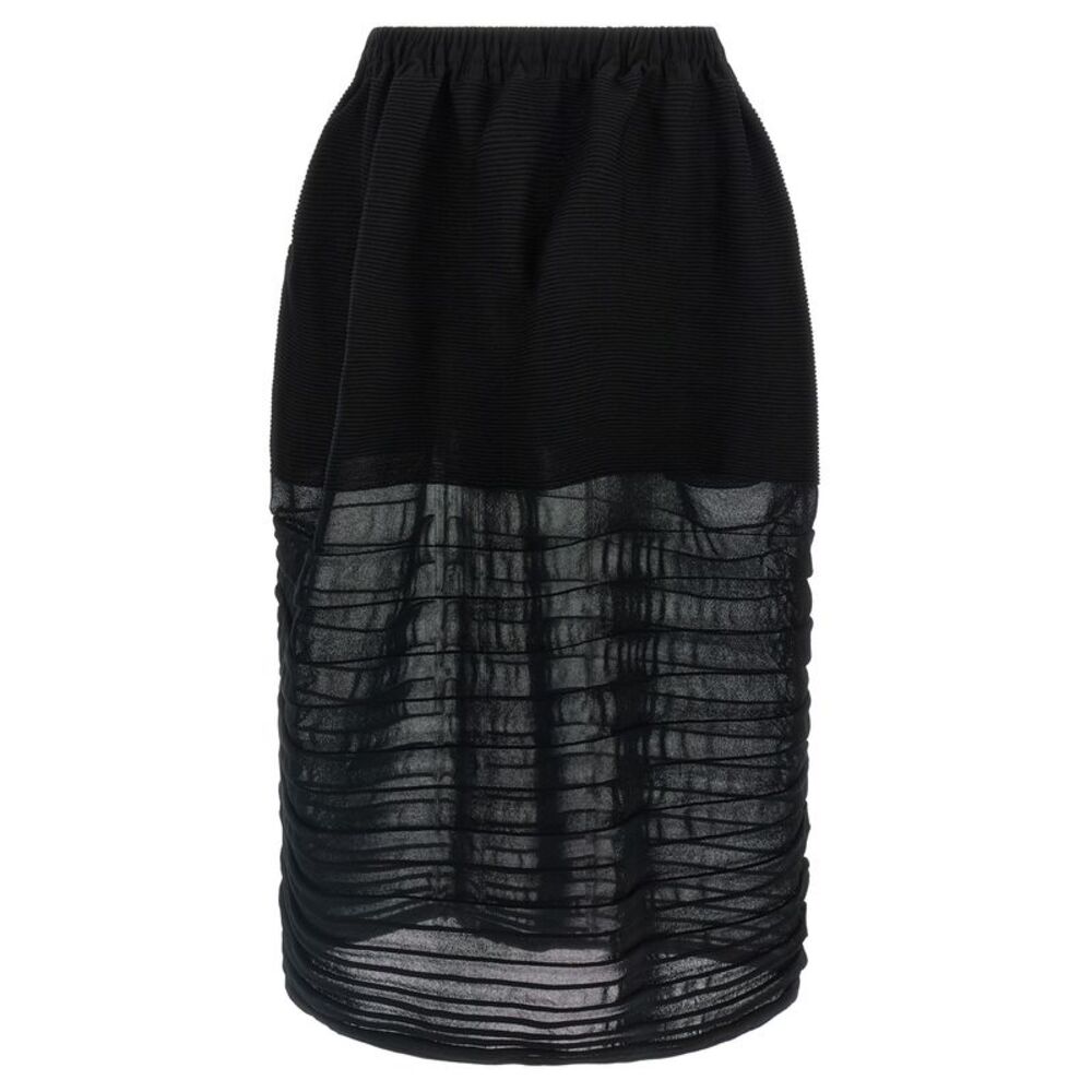 Issey Miyake Black Polyester Midi Women's Skirt